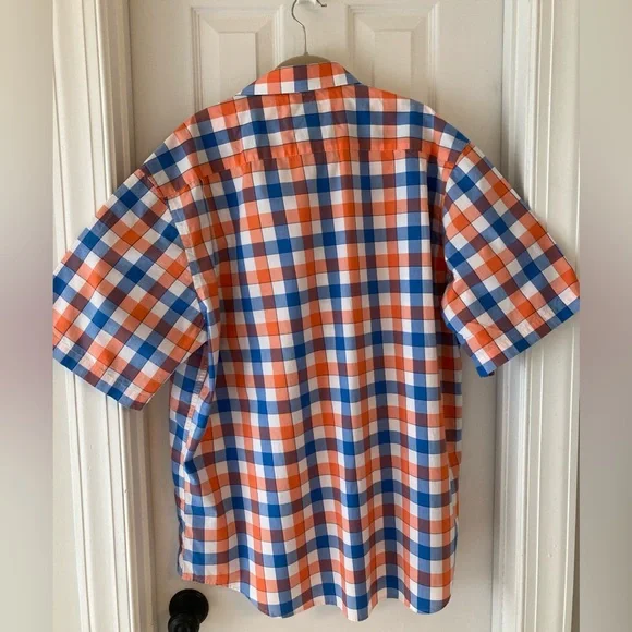 Southern Pines Plaid Shirt Button Down Orange Blue XXL - Picture 2 of 6